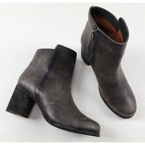 Frye Addie Leather Ankle Boot Womens 10 Smoke Gray Heeled Side Zip Bootie Mexico